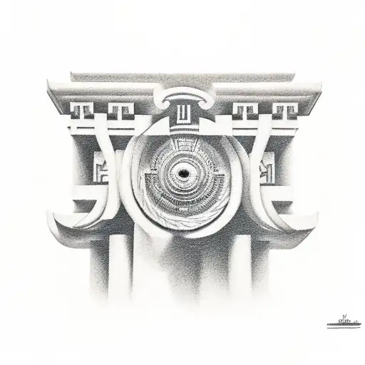 Greek buildings tattoo design idea