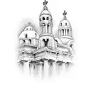 Greek buildings tattoo design idea