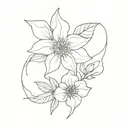 Incorporate the birth flowers of September, December, January, July, June, and February into a minimalist and geometric tattoo design tattoo design idea