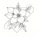 Incorporate the birth flowers of September, December, January, July, June, and February into a minimalist and geometric tattoo design tattoo design idea