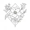 Incorporate the birth flowers of September, December, January, July, June, and February into a minimalist and geometric tattoo design tattoo design idea