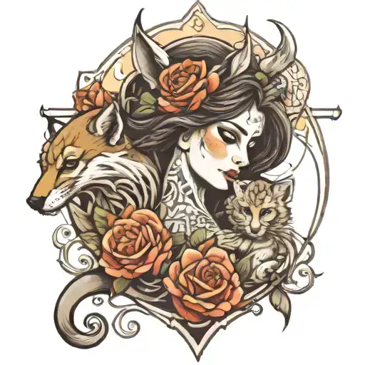 mother protecting her daughter and son that is her whole entire world. Very strongly bonded. Unconditional love.  tattoo design idea