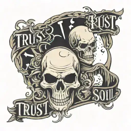Trust No Soul with ghoul or ghost face tattoo design idea