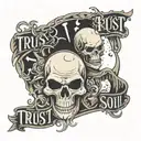 Trust No Soul with ghoul or ghost face tattoo design idea