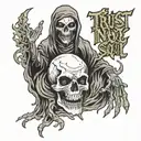 Trust No Soul with ghoul or ghost face tattoo design idea