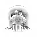 Rest In Peace Pops with son and father praying tattoo design idea