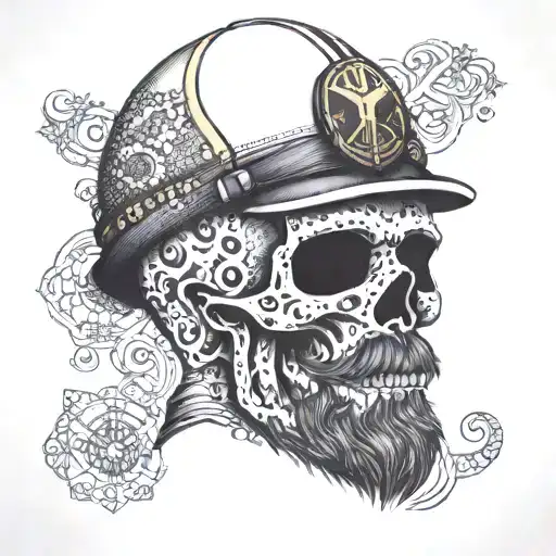 A tattoo of a skull wearing a Borussia Dortmund suit and beard tattoo design idea