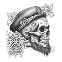 A tattoo of a skull wearing a Borussia Dortmund suit and beard tattoo design idea