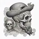 A tattoo of a skull wearing a Borussia Dortmund suit and beard tattoo design idea