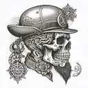 A tattoo of a skull wearing a Borussia Dortmund suit and beard tattoo design idea