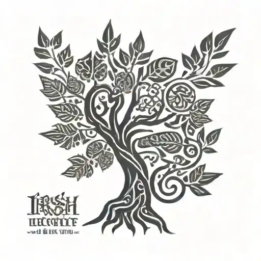 honey locust tree with irish heritage tattoo design idea