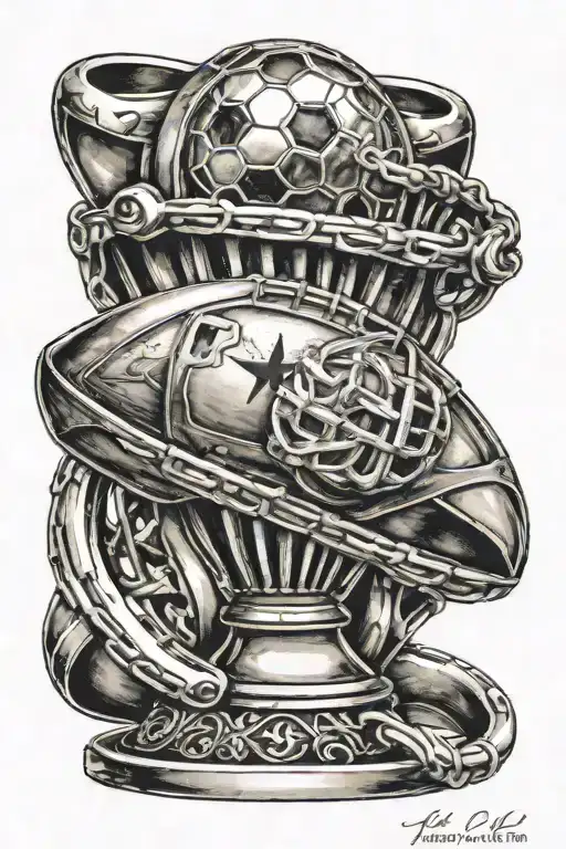 football rings with football trophy tattoo design tattoo design idea