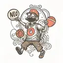 a stick figure holding a balloon and the words alone  tattoo design idea