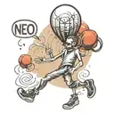 a stick figure holding a balloon and the words alone  tattoo design idea