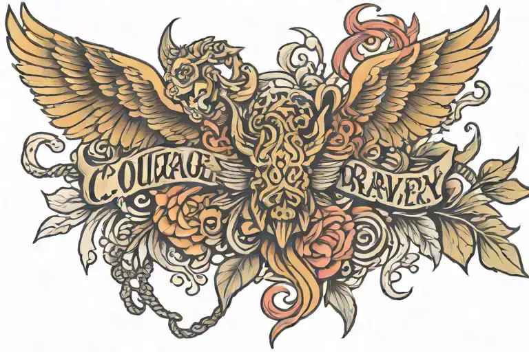 courage bravery honor and respect tattoo design idea