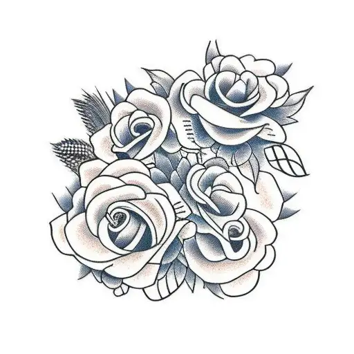 Flowers with wheat  tattoo design idea