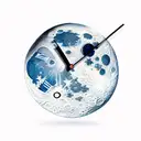 photo realistic moon with clock hands pointing to the time 1:11 tattoo design idea