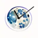 photo realistic moon with clock hands pointing to the time 1:11 tattoo design idea