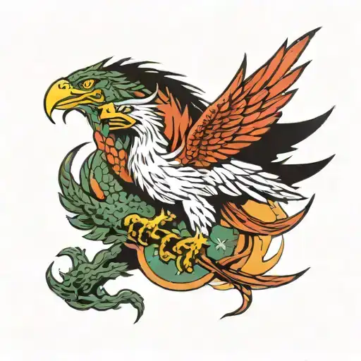 dragon and eagle soaring tattoo design idea