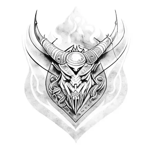 Odins horns, Odins ravens, Viking style line work tattoo design idea
