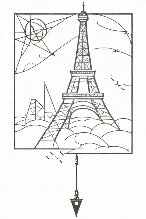 eiffel tower with def con tattoo design idea