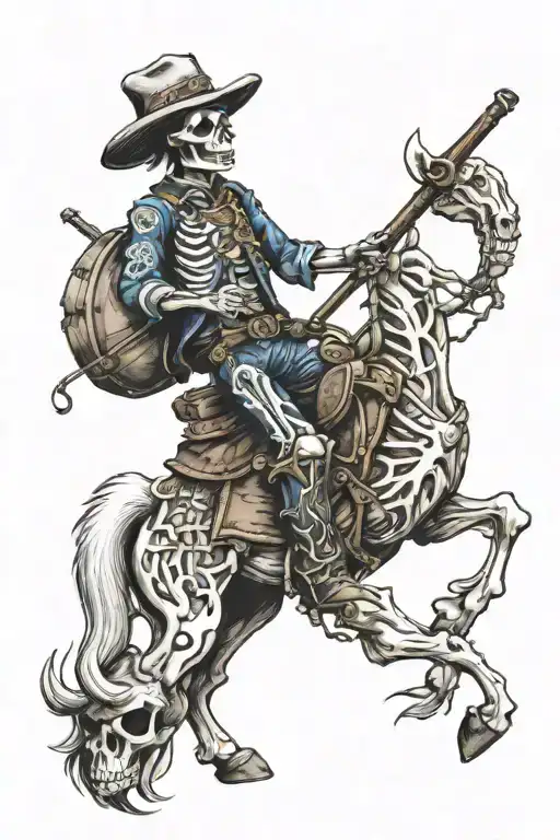 cowboy skeleton tattoo design idea