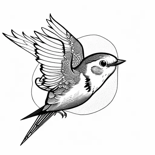 robin flying tattoo design idea