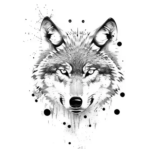 Wolf with splatter claw mark in background tattoo design idea
