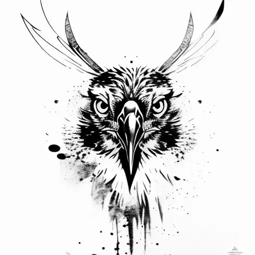 golden eagle with splatter background tattoo design idea