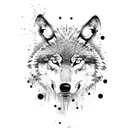 Wolf with splatter claw mark in background tattoo design idea