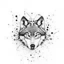 Wolf with splatter claw mark in background tattoo design idea