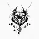 golden eagle with splatter background tattoo design idea
