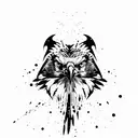 golden eagle with splatter background tattoo design idea