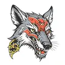 wolf head with teeth tattoo design idea