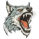 wolf head with teeth tattoo design idea
