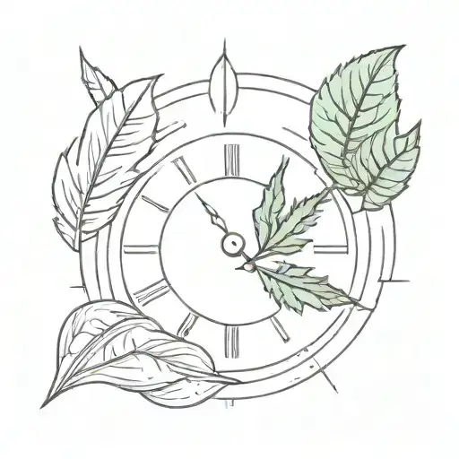 4:20 clock under marihuana leaf tattoo design idea