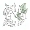 4:20 clock under marihuana leaf tattoo design idea