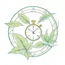 4:20 clock under marihuana leaf tattoo design idea