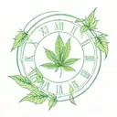 4:20 clock under marihuana leaf tattoo design idea