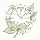4:20 clock under marihuana leaf tattoo design idea