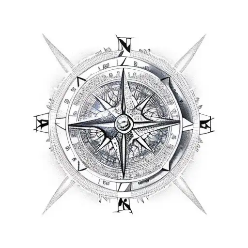 dragon lion compass tattoo design idea