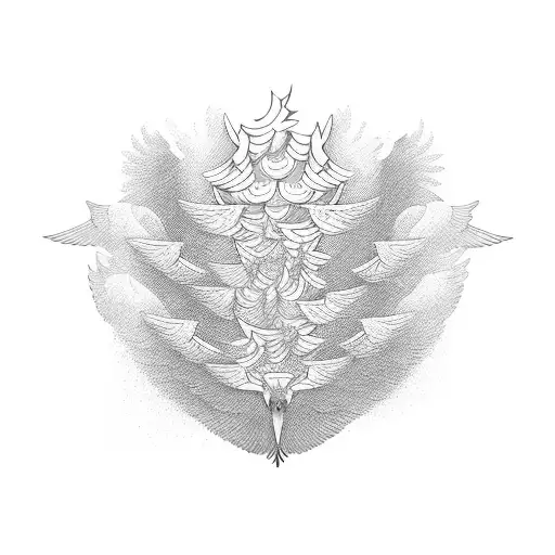 A blackwork design of a pride flag transforming into a flock of birds, symbolizing freedom and acceptance tattoo design idea