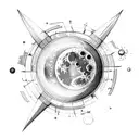 moon Saturn sun and Capricorn constellation tattoo design idea