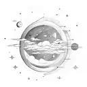 moon Saturn sun and Capricorn constellation tattoo design idea