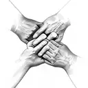A sketch-style tattoo of diverse hands holding each other, representing unity and solidarity in the fight for equality tattoo design idea