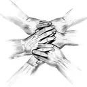 A sketch-style tattoo of diverse hands holding each other, representing unity and solidarity in the fight for equality tattoo design idea