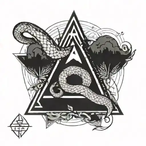 triangle with a snake in the middle tattoo design idea