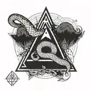 triangle with a snake in the middle tattoo design idea