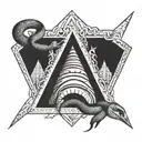 triangle with a snake in the middle tattoo design idea