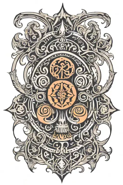 sadomasochism symbol incorperating mental health and macabre pain elements tattoo design idea